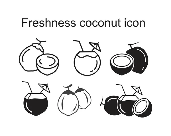 Frische Kokosnuss-Symbol-Vorlage schwarze Farbe editierbar. Frische Kokosnuss Symbol flache Vektorillustration für Grafik- und Webdesign. — Stockvektor