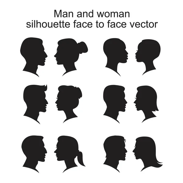 Erkek ve kadın silueti yüz yüze vektör simgesi siyah renkli düzenlenebilir şablon. Erkek ve kadın silueti yüz yüze vektör simgesi Düz vektör çizimi grafik ve web tasarımı için.