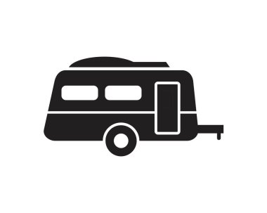 Camping trucks black glyph icon template black color editable. Camping trucks black glyph icon symbol Flat vector illustration for graphic and web design.