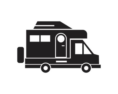 Camping trucks black glyph icon template black color editable. Camping trucks black glyph icon symbol Flat vector illustration for graphic and web design.