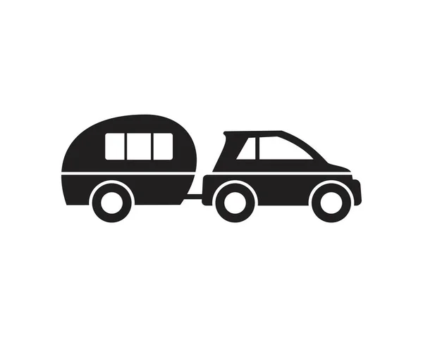 Camping trucks black glyph icon template black color editable. Camping trucks black glyph icon symbol Flat vector illustration for graphic and web design. — 스톡 벡터