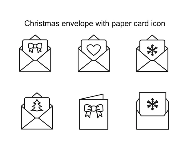 Sobre de Navidad con plantilla de icono de tarjeta de papel de color negro editable. Sobre navideño con símbolo de icono de tarjeta de papel Ilustración vectorial plana para diseño gráfico y web . — Vector de stock