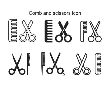 Comb and scissors icon template black color editable. Comb and scissors icon symbol Flat vector illustration for graphic and web design.