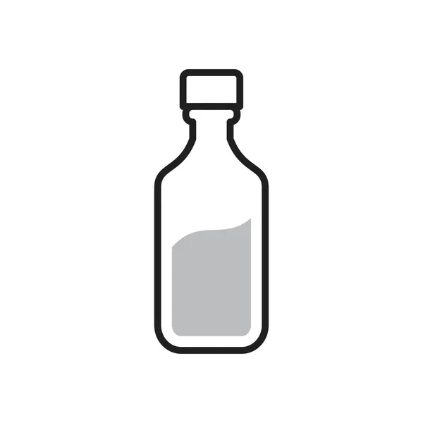 Botella de vidrio para plantilla de icono líquido de color negro editable. Botella de vidrio para símbolo de icono líquido Ilustración vectorial plana para diseño gráfico y web . — Archivo Imágenes Vectoriales