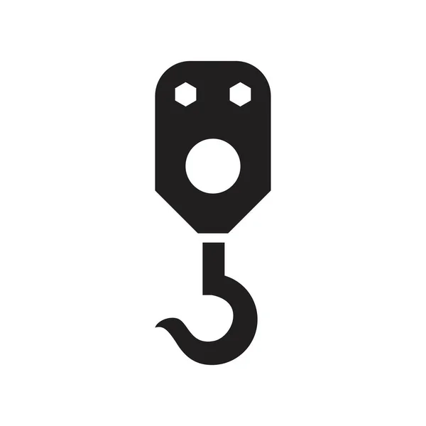 Pictograph dari ikon crane hook templat warna hitam dapat disunting. Pictograph ikon crane hook simbol Vektor datar ilustrasi untuk grafis dan desain web . - Stok Vektor