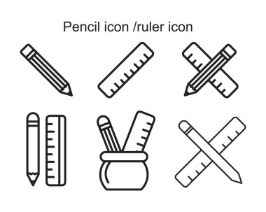 Pencil and ruler icon template black color editable. Pencil and ruler icon symbol Flat vector illustration for graphic and web design.