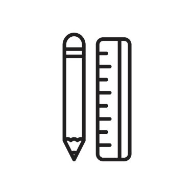 Pencil and ruler icon template black color editable. Pencil and ruler icon symbol Flat vector illustration for graphic and web design.
