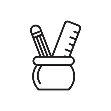 Pencil and ruler icon template black color editable. Pencil and ruler icon symbol Flat vector illustration for graphic and web design.