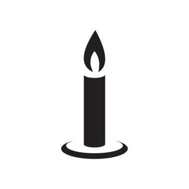 Mum simgesi şablonu siyah renk düzenlenebilir. Grafik ve web tasarımı için mum simgesi düz vektör çizimi.