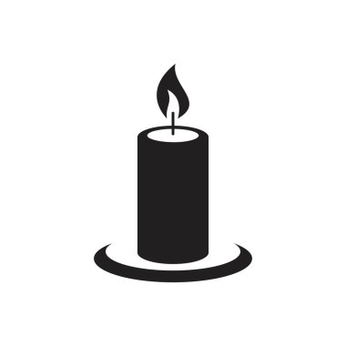 Mum simgesi şablonu siyah renk düzenlenebilir. Grafik ve web tasarımı için mum simgesi düz vektör çizimi.