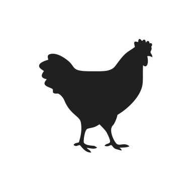 Tavuk simgesi şablonu siyah renkli düzenlenebilir. Grafik ve web tasarımı için tavuk simgesi düz vektör çizimi.