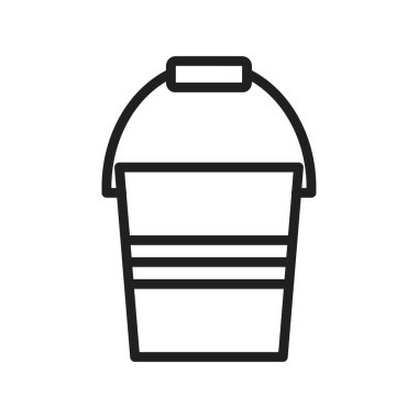 Kova simgesi şablonu siyah renk düzenlenebilir. Grafik ve web tasarımı için kova simgesi düz vektör çizimi.