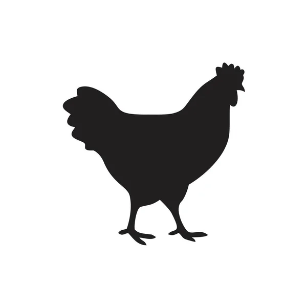 Tavuk simgesi şablonu siyah renkli düzenlenebilir. Grafik ve web tasarımı için tavuk simgesi düz vektör çizimi.