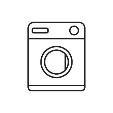 Çamaşır makinesi simgesi siyah renkli düzenlenebilir şablon. Çamaşır makinesi simgesi grafik ve web tasarımı için Düz vektör çizimi.