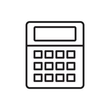 Hesap makinesi simgesi siyah renk düzenlenebilir şablonu. Grafik ve web tasarımı için hesap makinesi simgesi düz vektör çizimi.