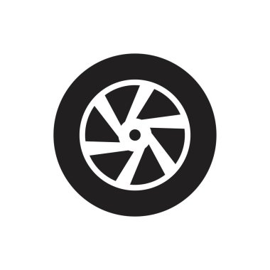 Tekerlek simgesi siyah renkli düzenlenebilir şablon. Grafik ve web tasarımı için Tekerlek simgesi Düz vektör çizimi.