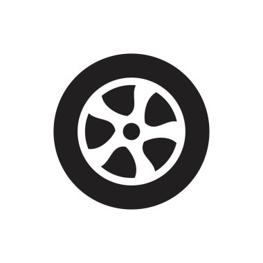 Tekerlek simgesi siyah renkli düzenlenebilir şablon. Grafik ve web tasarımı için Tekerlek simgesi Düz vektör çizimi.