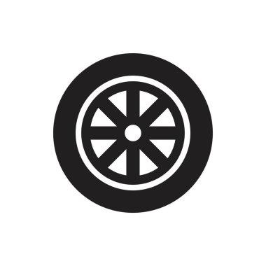 Tekerlek simgesi siyah renkli düzenlenebilir şablon. Grafik ve web tasarımı için Tekerlek simgesi Düz vektör çizimi.