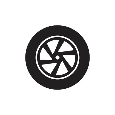 Tekerlek simgesi siyah renkli düzenlenebilir şablon. Grafik ve web tasarımı için Tekerlek simgesi Düz vektör çizimi.