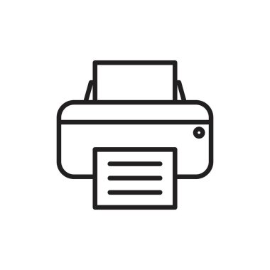 Yazıcı simgesi siyah renk düzenlenebilir şablonu. Grafik ve web tasarımı için yazıcı simgesi düz vektör çizimi.