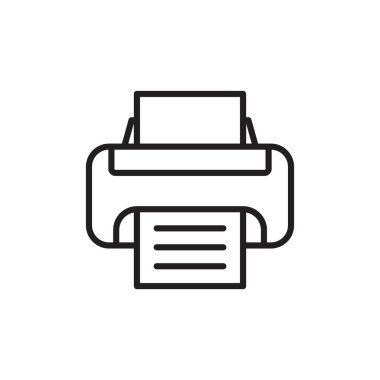 Yazıcı simgesi siyah renk düzenlenebilir şablonu. Grafik ve web tasarımı için yazıcı simgesi düz vektör çizimi.