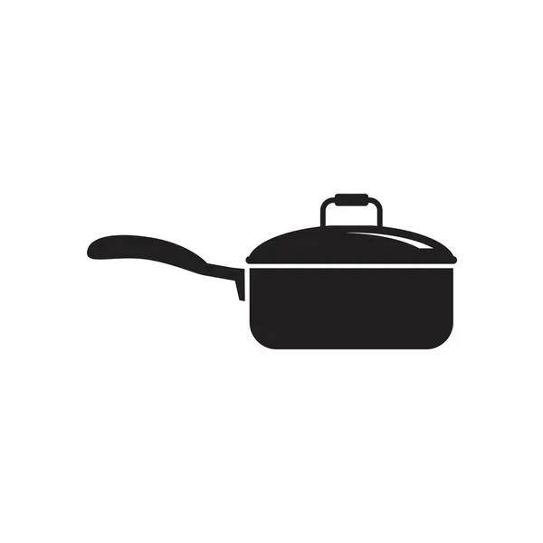 Поваренная Сковорода Имеет Черный Съедобный Цвет Символ Кухонной Сковороды Плоская — стоковый вектор