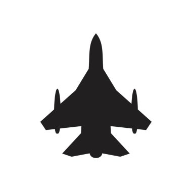 Jet uçak simgesi siyah renk düzenleme şablonu. grafik ve web tasarımı için düz vektör çizimi.