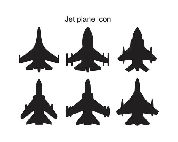 Jet uçak simgesi siyah renk düzenleme şablonu. grafik ve web tasarımı için düz vektör çizimi.