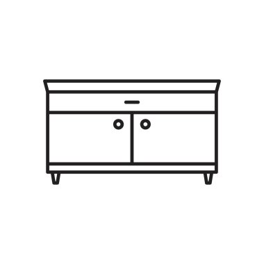 Yan simge şablonu siyah renk düzenlenebilir. Grafik ve web tasarımı için Sideboard simgesi düz vektör çizimi.