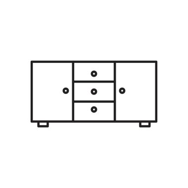 Yan simge şablonu siyah renk düzenlenebilir. Grafik ve web tasarımı için Sideboard simgesi düz vektör çizimi.