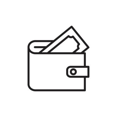 Cüzdan vektör şablonu siyah renk düzenlenebilir. Grafik ve web tasarımı için cüzdan vektör simgesi düz vektör çizimi.