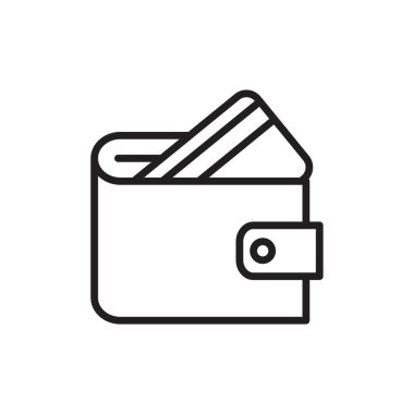 Cüzdan vektör şablonu siyah renk düzenlenebilir. Grafik ve web tasarımı için cüzdan vektör simgesi düz vektör çizimi.