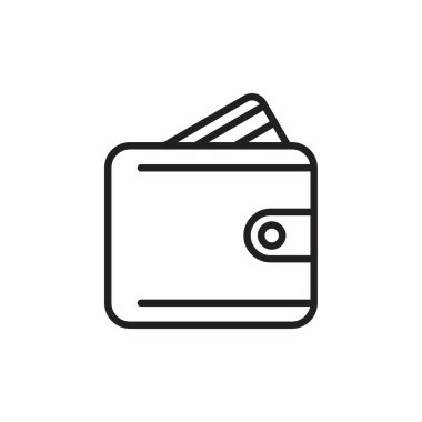 Cüzdan vektör şablonu siyah renk düzenlenebilir. Grafik ve web tasarımı için cüzdan vektör simgesi düz vektör çizimi.