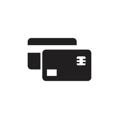 Kredi kartı vektör şablonu siyah renk düzenlenebilir. Grafik ve web tasarımı için Kredi Kartı vektör simgesi Düz vektör çizimi.