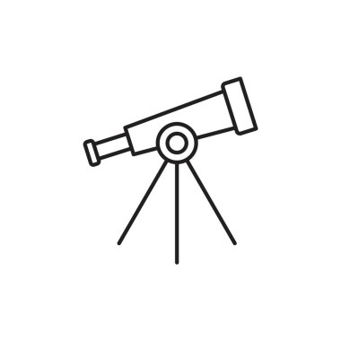 Teleskop simgesi siyah renkli düzenlenebilir şablon. Grafik ve web tasarımı için teleskop simgesi düz vektör çizimi.