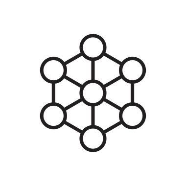 Atom simgesi siyah renk düzenlenebilir şablon. Grafik ve web tasarımı için Atom simgesi düz vektör çizimi.
