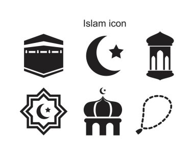 İslami simge şablonu siyah renk düzenlenebilir. Grafik ve web tasarımı için Düz vektör illüstrasyonuName.