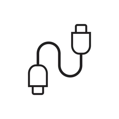 USB kablo simgesi siyah renk düzenlenebilir şablon. Grafik ve web tasarımı için USB kablo simgesi düz vektör çizimi.