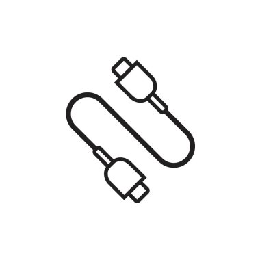 USB kablo simgesi siyah renk düzenlenebilir şablon. Grafik ve web tasarımı için USB kablo simgesi düz vektör çizimi.