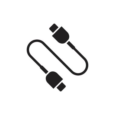 USB kablo simgesi siyah renk düzenlenebilir şablon. Grafik ve web tasarımı için USB kablo simgesi düz vektör çizimi.