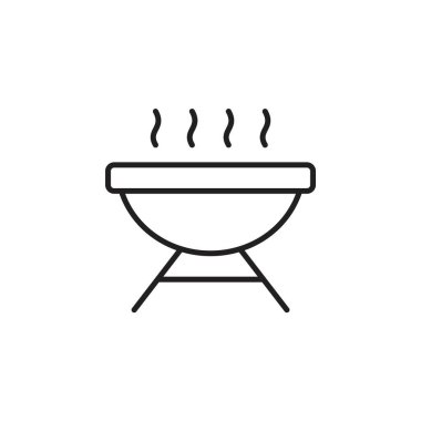 Barbekü simgesi siyah renkli düzenlenebilir şablon. Grafik ve web tasarımı için Barbekü simgesi Düz vektör çizimi.