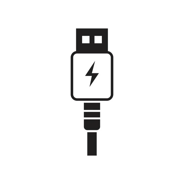 Usb Oplaadpictogram Sjabloon Zwart Kleur Bewerkbaar Usb Oplaadpictogram Vlakke Vectorillustratie — Stockvector