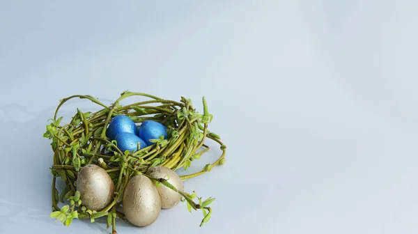 Huevos Pequeños Azules Nido —  Fotos de Stock