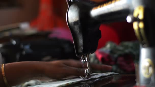 Close Shot Adjusting Thread Sewing Machine — Stock Video