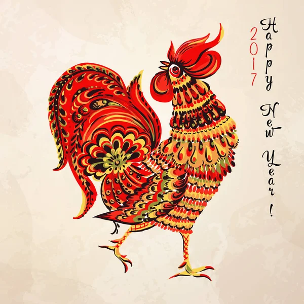 Piros dekoratív csirke. — Stock Vector