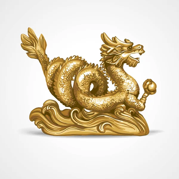Золотой дракон на белом фоне . — стоковый вектор