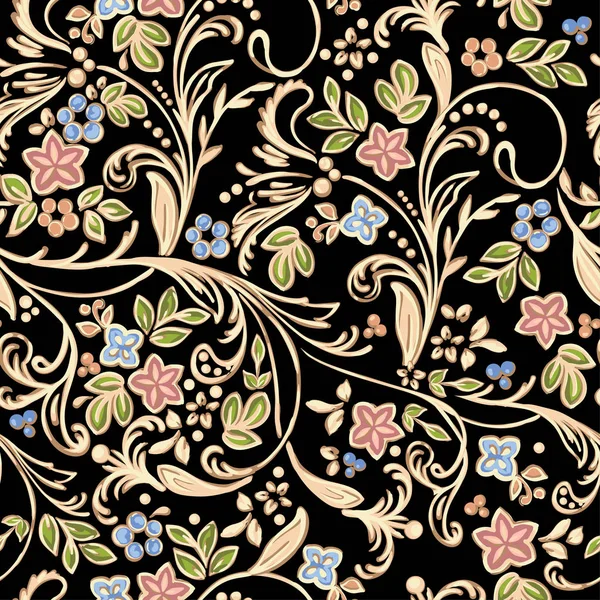 Gouden patroon met bloemen — Stockvector