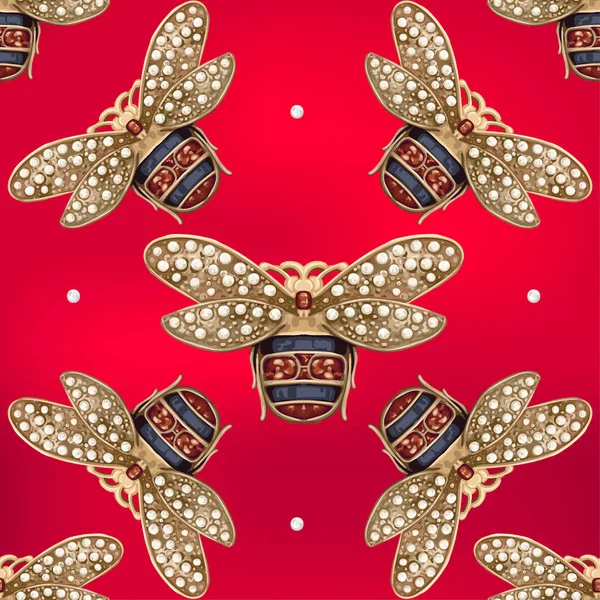Драгоценности мухи на красном фоне — стоковый вектор