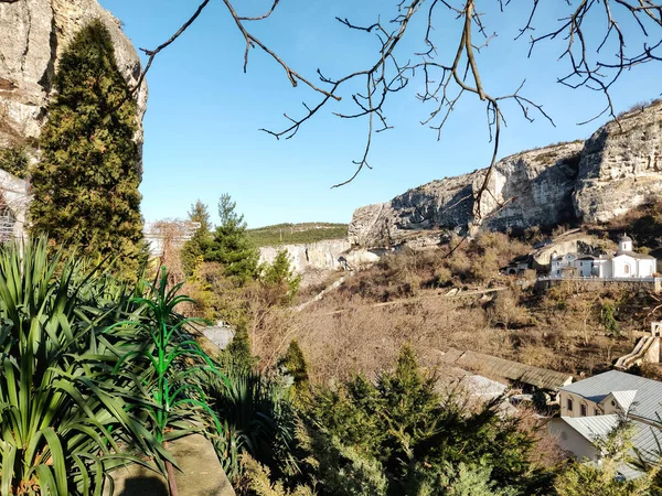 Clocher Église Blanche Sont Situés Haut Dans Les Montagnes — Photo