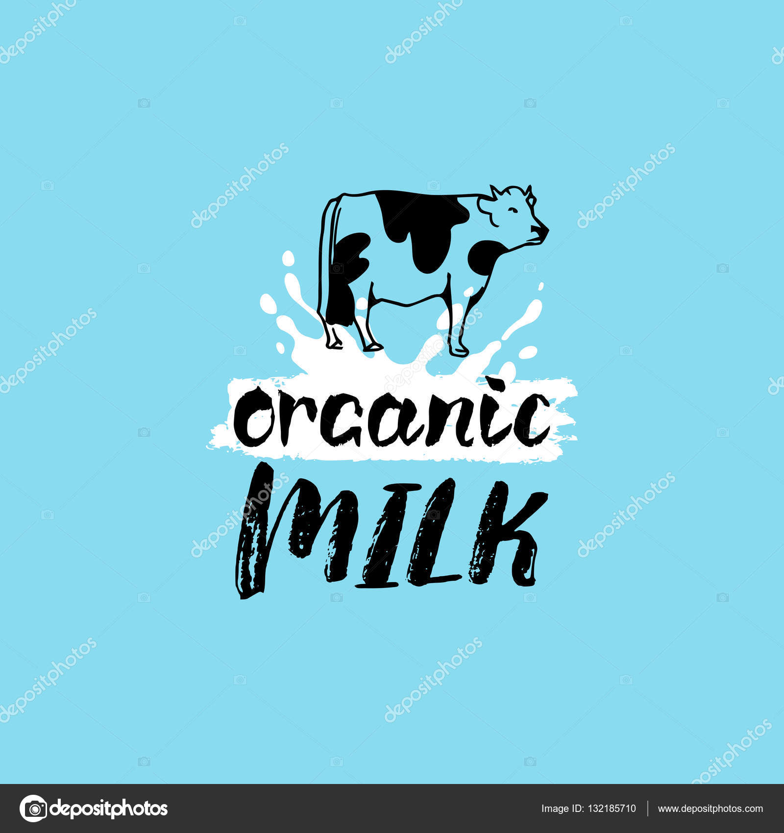 Milk Logo With Cow Stock Vector C Vladayoung